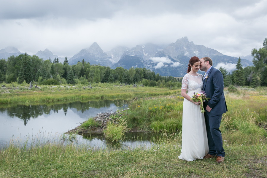 Schwabacher's Landing Summer Wedding in the rain by one of Jackson Hole, Wyomings top wedding photographers Hannah Hardaway