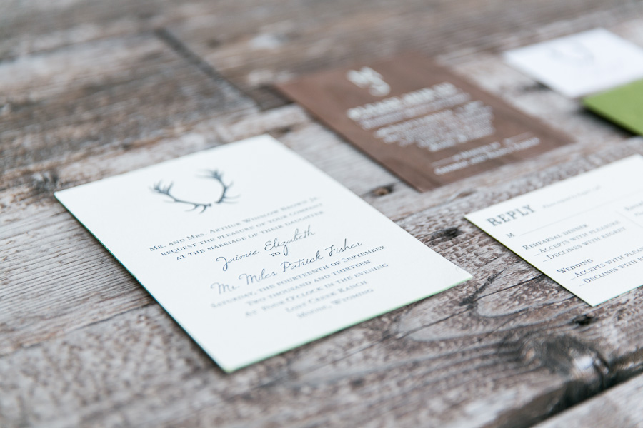 Jaimie + Miles's fun wedding invites (think "woodsy, rustic, and western") designed by the very talented Cara Rank at XOWYO paper and press (located locally right here in Jackson Hole!) were featured on Oh So Beautiful Paper last week. 
